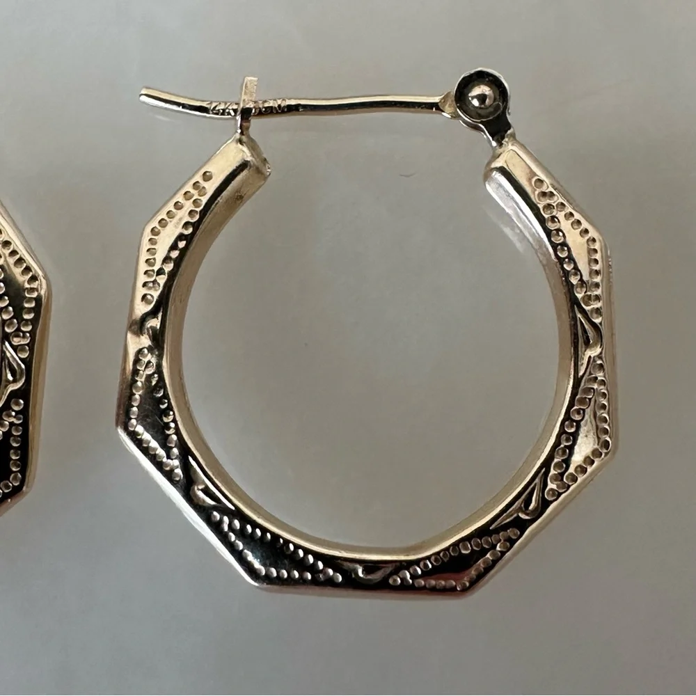 14k Solid Gold Hoop Earrings - Picture 13 of 16